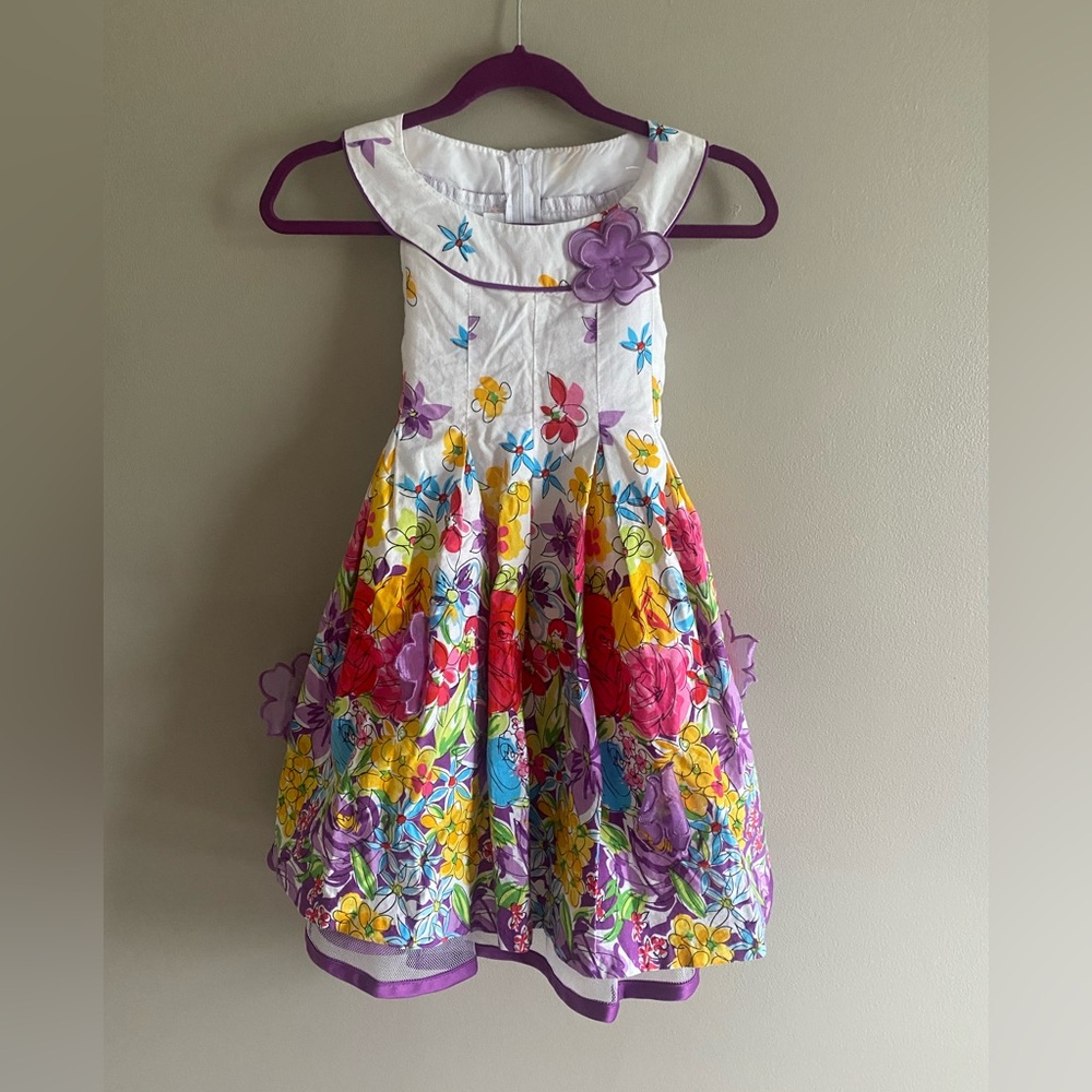 Bonnie Jean Dress Girls 3T Lav‎ Cottagecore Floral Springtime Vacation 3D